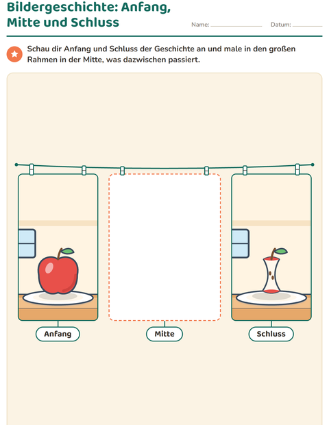 Vorschau: Bildergeschichten-Arbeitsblatt für 1. Klasse