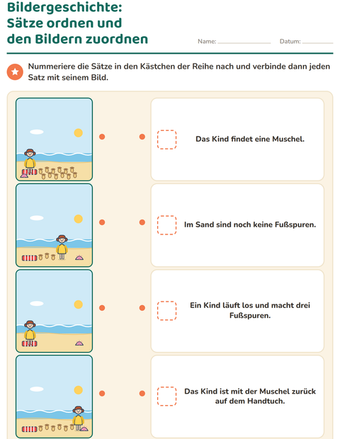 Vorschau: Bildergeschichten-Arbeitsblatt für 1. Klasse