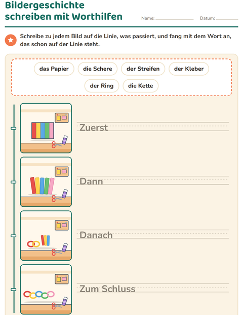 Vorschau: Bildergeschichten-Arbeitsblatt für 2. Klasse