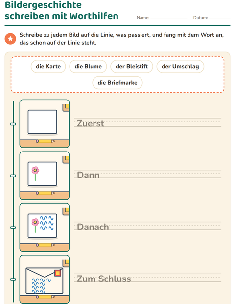Vorschau: Bildergeschichten-Arbeitsblatt für 2. Klasse