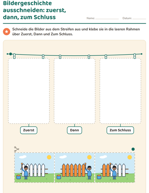 Vorschau: Bildergeschichten-Arbeitsblatt für Kindergarten