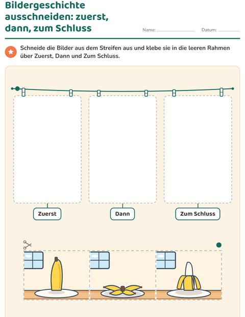 Vorschau: Bildergeschichten-Arbeitsblatt für Kindergarten