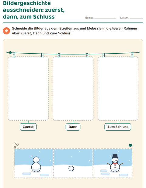 Vorschau: Bildergeschichten-Arbeitsblatt für Kindergarten