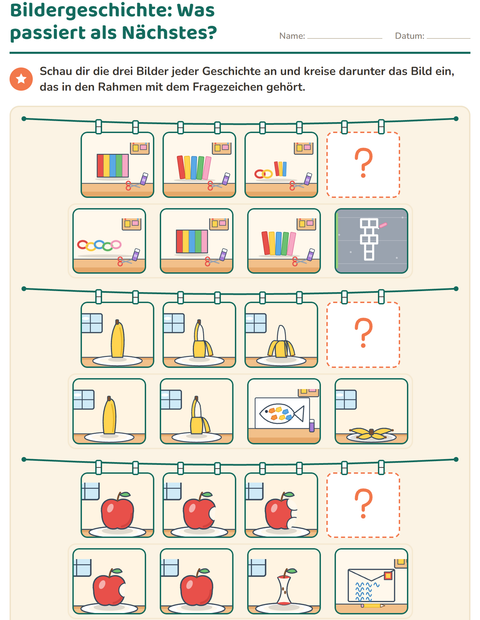 Vorschau: Bildergeschichten-Arbeitsblatt für 1. Klasse
