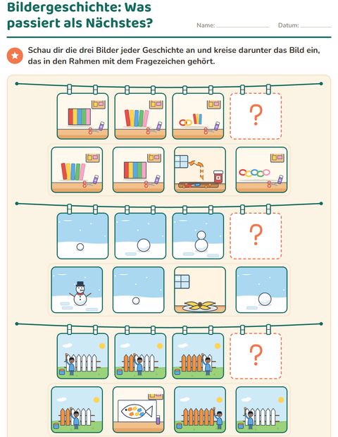 Vorschau: Bildergeschichten-Arbeitsblatt für 1. Klasse
