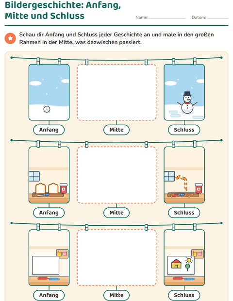 Vorschau: Bildergeschichten-Arbeitsblatt für 1. Klasse