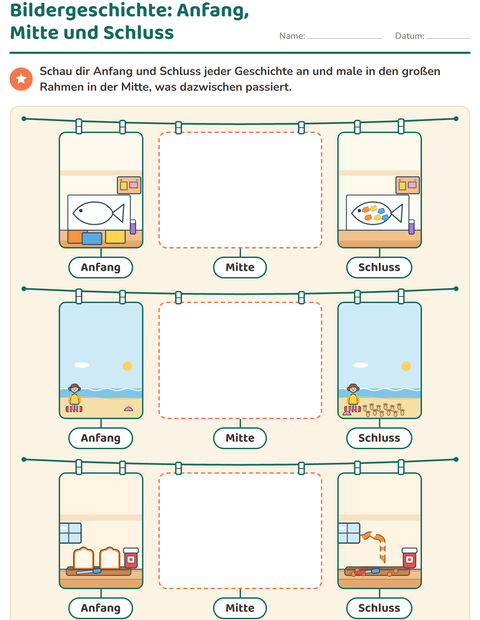 Vorschau: Bildergeschichten-Arbeitsblatt für 1. Klasse