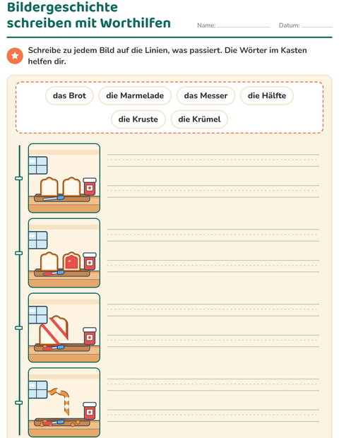 Vorschau: Bildergeschichten-Arbeitsblatt für 2. Klasse