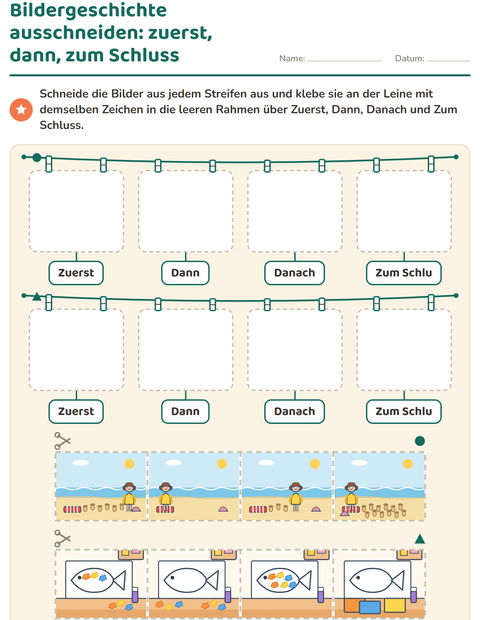 Vorschau: Bildergeschichten-Arbeitsblatt für Kindergarten