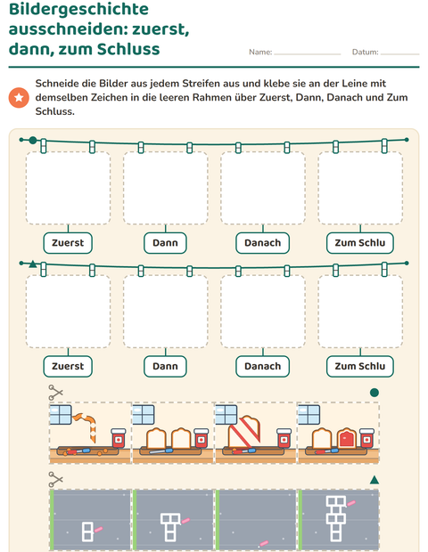 Vorschau: Bildergeschichten-Arbeitsblatt für Kindergarten