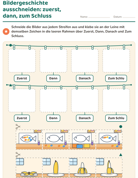 Vorschau: Bildergeschichten-Arbeitsblatt für Kindergarten