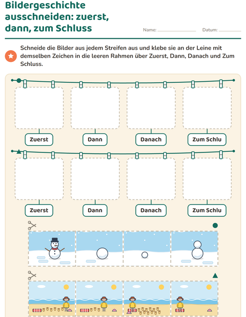 Vorschau: Bildergeschichten-Arbeitsblatt für Kindergarten