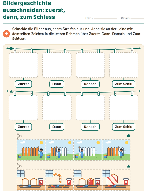 Vorschau: Bildergeschichten-Arbeitsblatt für Kindergarten