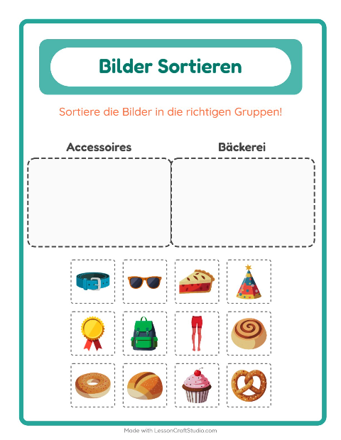 Vorschau: Bildersortierung-Arbeitsblatt für Kindergarten