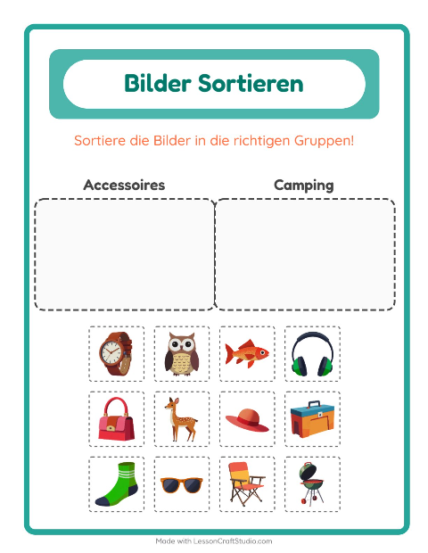 Vorschau: Bildersortierung-Arbeitsblatt für Kindergarten