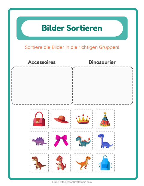 Vorschau: Bildersortierung-Arbeitsblatt für Kindergarten