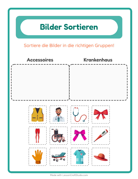 Vorschau: Bildersortierung-Arbeitsblatt für Kindergarten