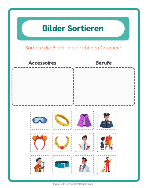 Vorschau: Bildersortierung-Arbeitsblatt für Kindergarten