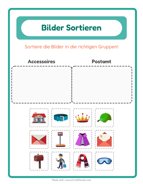 Vorschau: Bildersortierung-Arbeitsblatt für Kindergarten