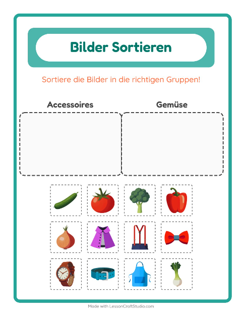 Vorschau: Bildersortierung-Arbeitsblatt für Kindergarten