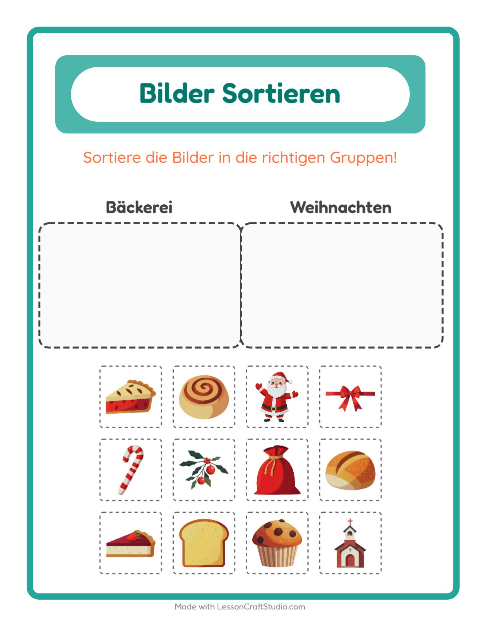 Vorschau: Bildersortierung-Arbeitsblatt für Kindergarten