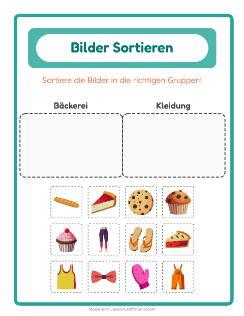 Vorschau: Bildersortierung-Arbeitsblatt für Kindergarten