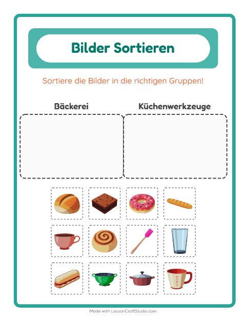 Vorschau: Bildersortierung-Arbeitsblatt für Kindergarten