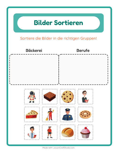 Vorschau: Bildersortierung-Arbeitsblatt für Kindergarten