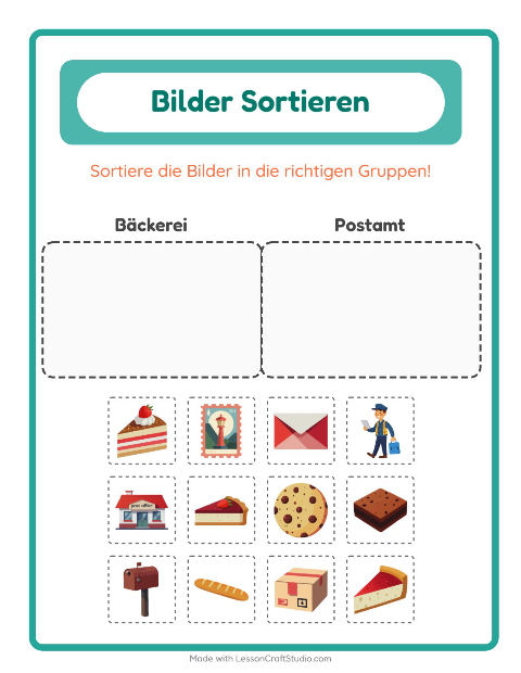 Vorschau: Bildersortierung-Arbeitsblatt für Kindergarten