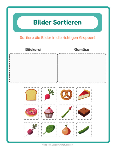 Vorschau: Bildersortierung-Arbeitsblatt für Kindergarten