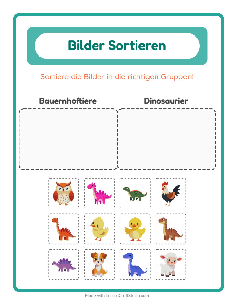 Vorschau: Bildersortierung-Arbeitsblatt für Kindergarten