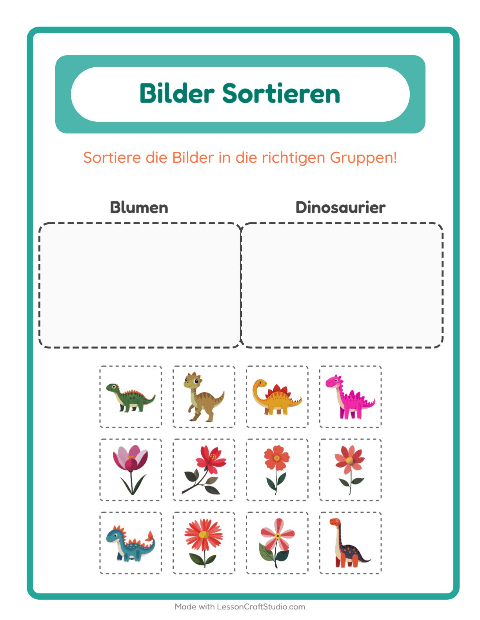 Vorschau: Bildersortierung-Arbeitsblatt für Kindergarten