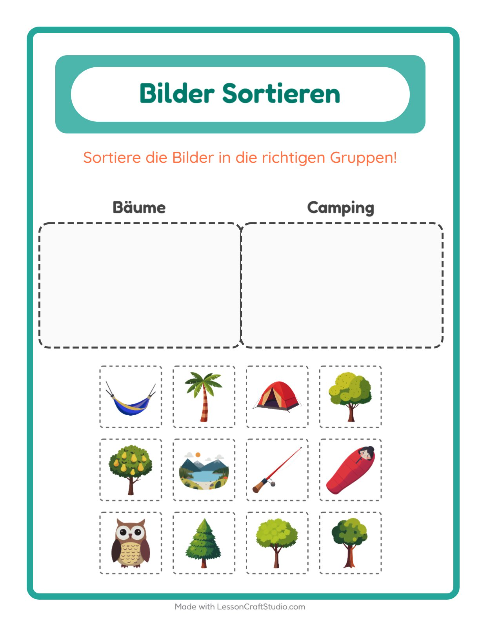 Vorschau: Bildersortierung-Arbeitsblatt für Kindergarten