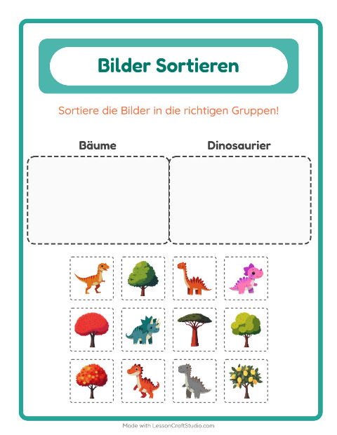 Vorschau: Bildersortierung-Arbeitsblatt für Kindergarten