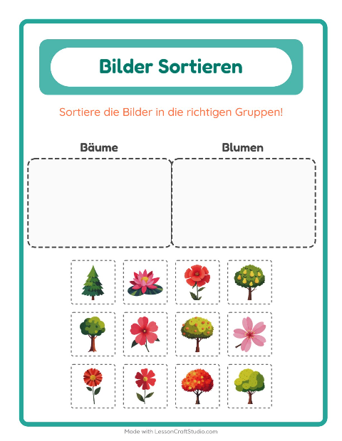 Vorschau: Bildersortierung-Arbeitsblatt für Kindergarten