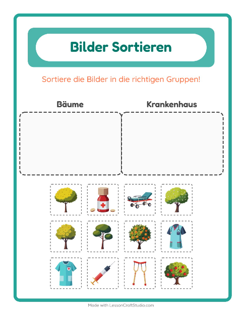 Vorschau: Bildersortierung-Arbeitsblatt für Kindergarten