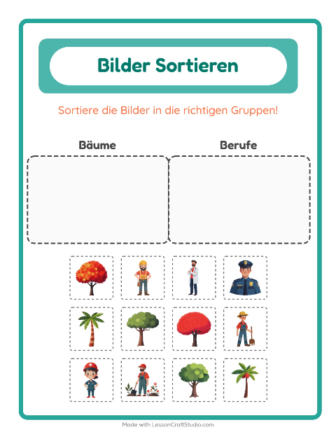 Vorschau: Bildersortierung-Arbeitsblatt für Kindergarten