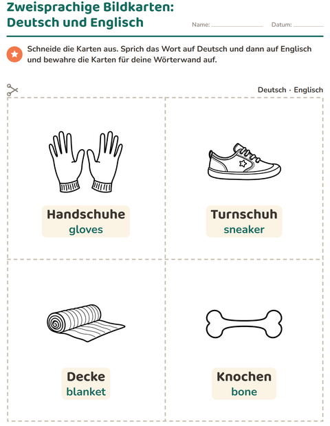 Vorschau: Bildkarten-Arbeitsblatt mit Objekte SW für Kindergarten