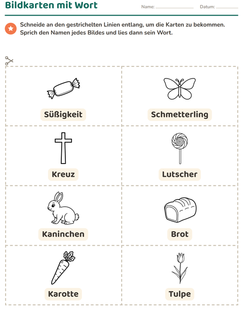 Vorschau: Bildkarten-Arbeitsblatt mit Ostern SW für Kindergarten