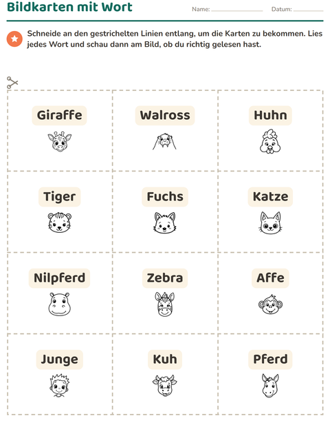 Vorschau: Bildkarten-Arbeitsblatt mit Gesichter SW für Kindergarten