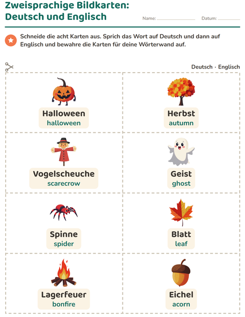 Vorschau: Bildkarten-Arbeitsblatt mit Verschiedenes für Kindergarten