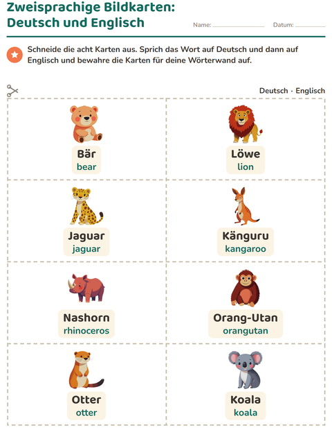 Vorschau: Zweisprachige Bildkarten: Deutsch und Englisch