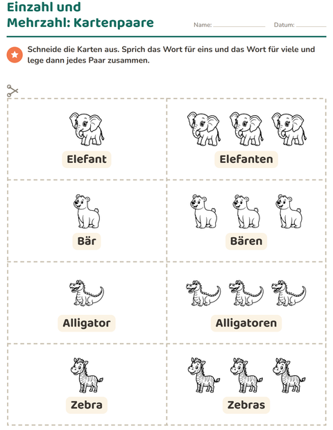 Vorschau: Bildkarten-Arbeitsblatt mit Zootiere SW für Kindergarten