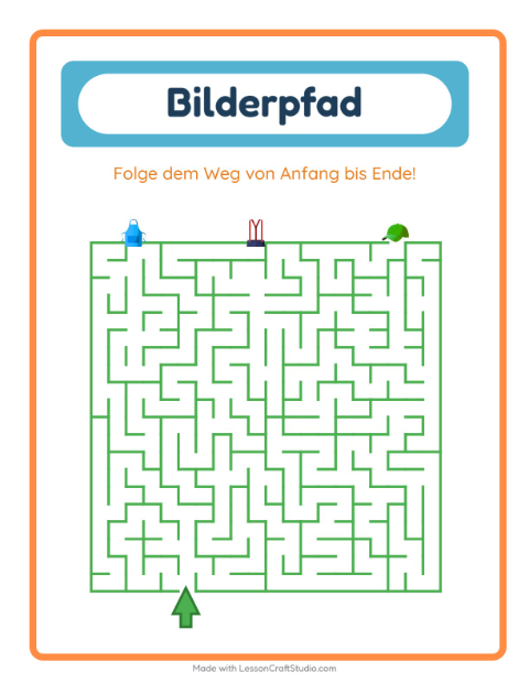 Vorschau: Bildpfad-Arbeitsblatt mit Accessoires für Kindergarten