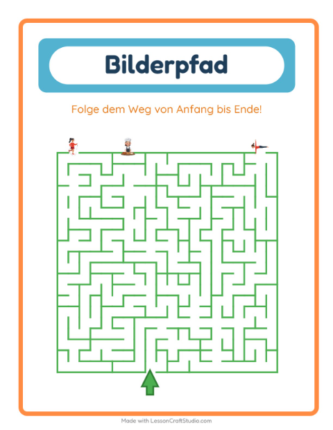 Vorschau: Bildpfad-Arbeitsblatt mit Aktivitäten für Kindergarten