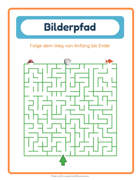 Vorschau: Bildpfad-Arbeitsblatt mit Camping für Kindergarten