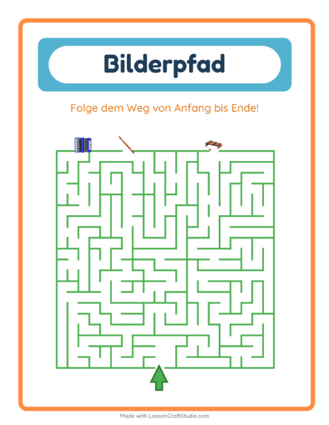 Vorschau: Bildpfad-Arbeitsblatt mit Musik für Kindergarten