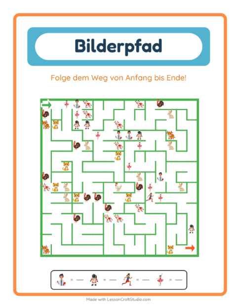 Vorschau: Bildpfad-Arbeitsblatt mit Berufe für Kindergarten