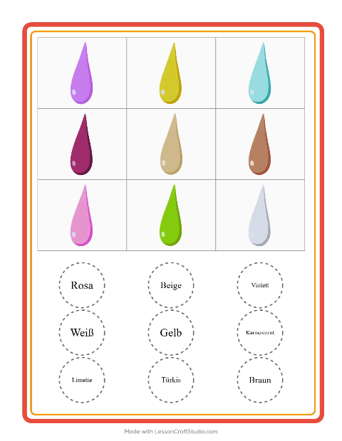 Vorschau: Bingo-Arbeitsblatt mit Farben für Kindergarten