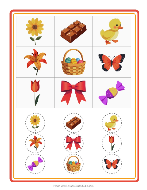 Vorschau: Bingo-Arbeitsblatt mit Ostern für Kindergarten